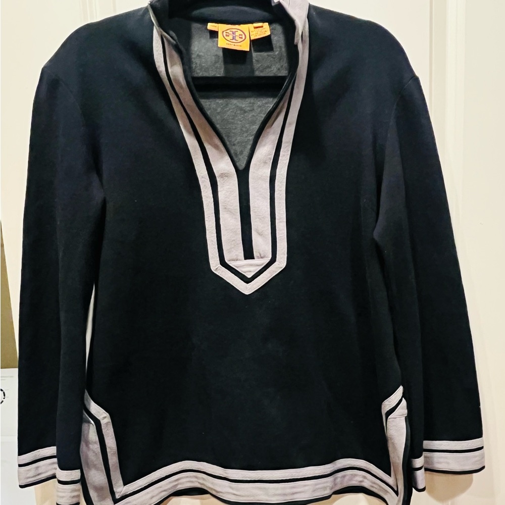 Tory Burch Black and Gray Tunic Top
